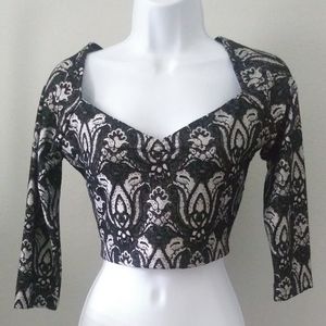 Bebe Black Silver Cropped Top Cocktail